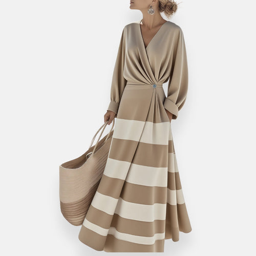 Lenoir™ | Robe à rayures et nœud drapé